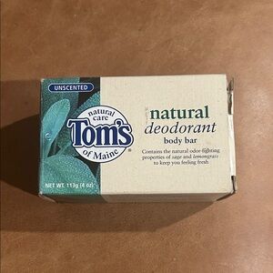 Tom's of Maine Natural Deodorant Body Bar 113 g 4 oz. / Sealed / Made in USA